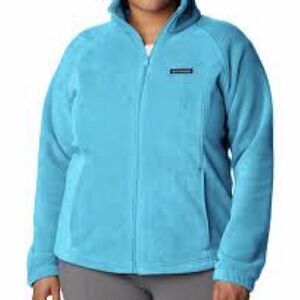 Columbia Blue Teddy Jacket Cozy Fleece Stand-Up Collar